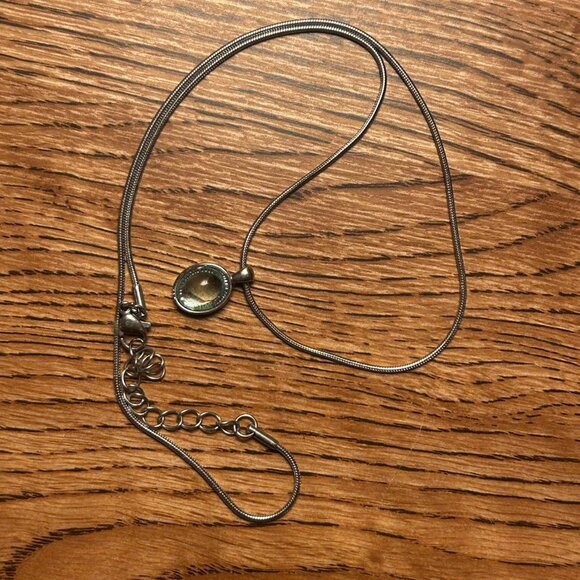 Silver/Gunmetal Chained Pendant Necklace - Picture 1 of 3